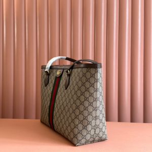 Gucci Ophidia 38cm Bag Beige Brown Leather Canvas 244455