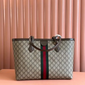 Gucci Ophidia 38cm Bag Beige Brown Leather Canvas 244455