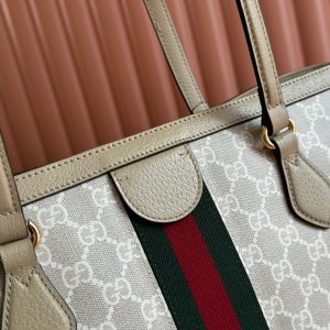 Gucci Ophidia 38cm Bag Beige White Leather Canvas 244453