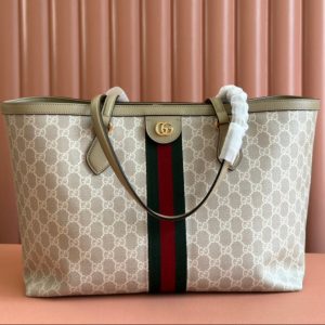 Gucci Ophidia 38cm Bag Beige White Leather Canvas 244453