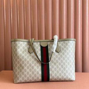 Gucci Ophidia 38cm Bag Beige White Leather Canvas 244453
