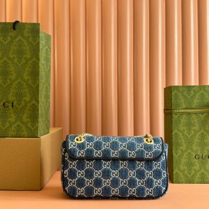 img_89648692_20240828_i1724831368_1070_8_jpg MARMONT SHOULDER BAG 26 IN BLUE DENIM WITH DOUBLE G CRYSTAL PATTERN GOLD HARDWARE