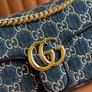 img_89648692_20240828_i1724831368_1551_7_jpg MARMONT SHOULDER BAG 26 IN BLUE DENIM WITH DOUBLE G CRYSTAL PATTERN GOLD HARDWARE