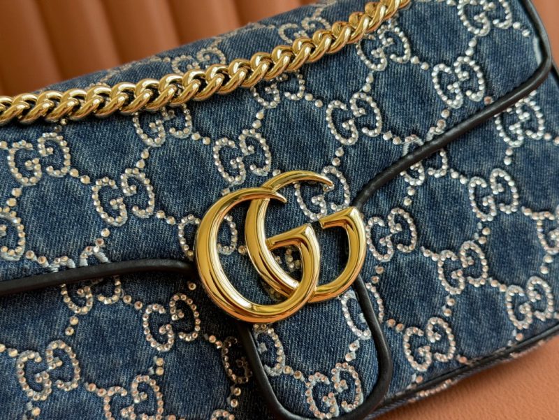 img_89648692_20240828_i1724831368_1551_7_jpg MARMONT SHOULDER BAG 26 IN BLUE DENIM WITH DOUBLE G CRYSTAL PATTERN GOLD HARDWARE