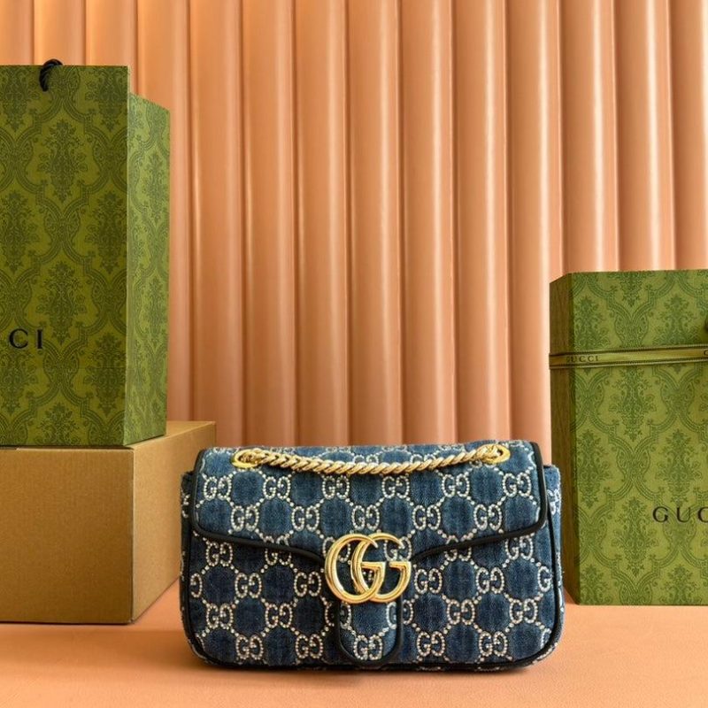 img_89648692_20240828_i1724831368_366_2_jpg MARMONT SHOULDER BAG 26 IN BLUE DENIM WITH DOUBLE G CRYSTAL PATTERN GOLD HARDWARE