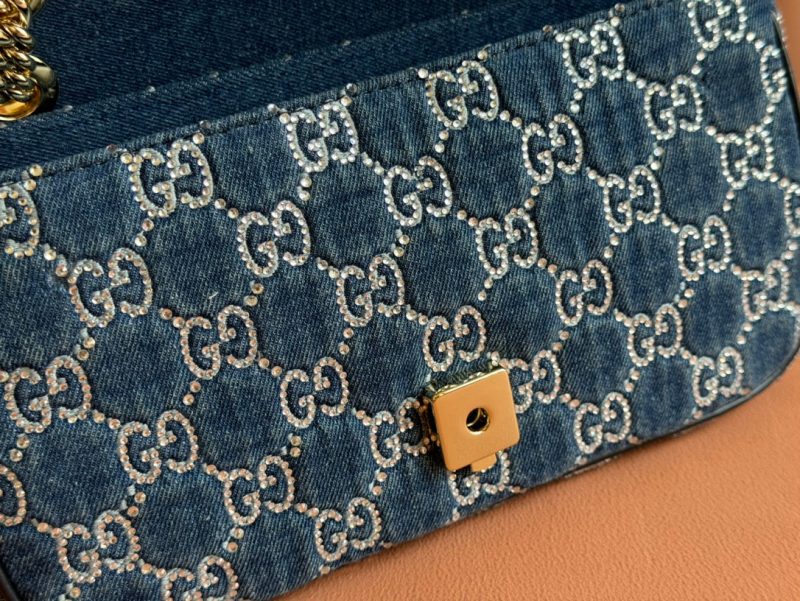 img_89648692_20240828_i1724831368_4589_3_jpg MARMONT SHOULDER BAG 26 IN BLUE DENIM WITH DOUBLE G CRYSTAL PATTERN GOLD HARDWARE