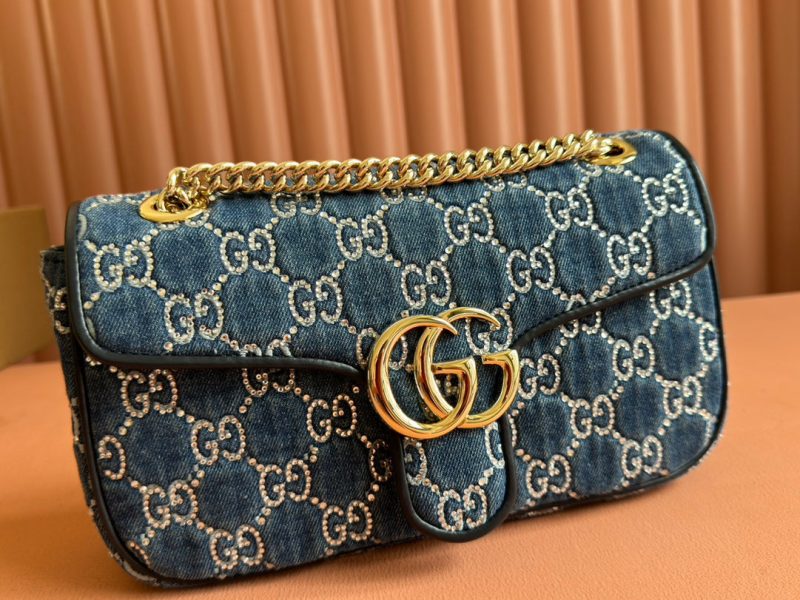 img_89648692_20240828_i1724831368_7766_4_jpg MARMONT SHOULDER BAG 26 IN BLUE DENIM WITH DOUBLE G CRYSTAL PATTERN GOLD HARDWARE