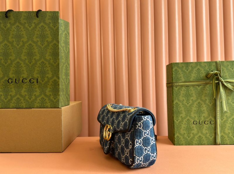 img_89648692_20240828_i1724831368_7864_1_jpg MARMONT SHOULDER BAG 26 IN BLUE DENIM WITH DOUBLE G CRYSTAL PATTERN GOLD HARDWARE