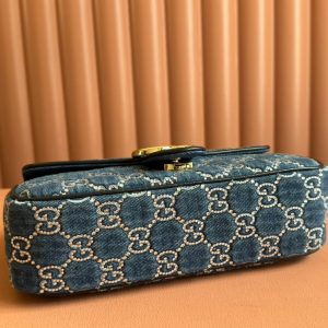 img_89648692_20240828_i1724831368_8306_6_jpg MARMONT SHOULDER BAG 26 IN BLUE DENIM WITH DOUBLE G CRYSTAL PATTERN GOLD HARDWARE