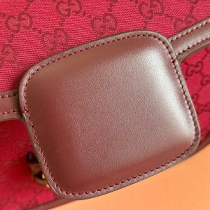 HORSEBIT 1955 SHOULDER BAG 25 IN WINE RED CANVAS AND CALFSKIN GOLD HARDWARE