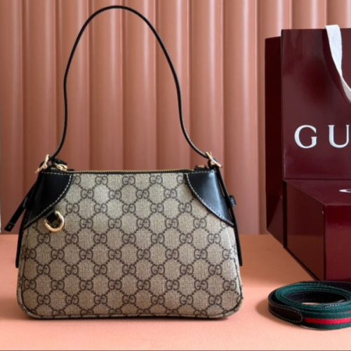 Gucci Ophidia 24.5cm Bag Ebony Black Canvas 248561
