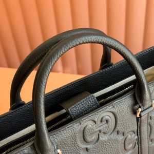 SUPER MEDIUM TOTE BAG 42 IN BLACK EMBOSSED CALFSKIN GOLD HARDWARE