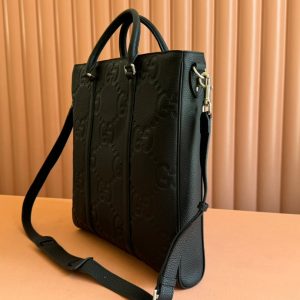 SUPER MEDIUM TOTE BAG 42 IN BLACK EMBOSSED CALFSKIN GOLD HARDWARE