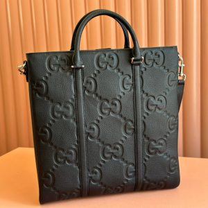 SUPER MEDIUM TOTE BAG 42 IN BLACK EMBOSSED CALFSKIN GOLD HARDWARE