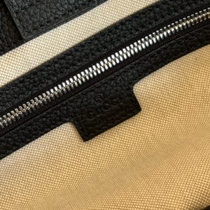 SUPER MEDIUM TOTE BAG 42 IN BLACK EMBOSSED CALFSKIN GOLD HARDWARE