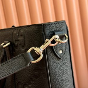 SUPER MEDIUM TOTE BAG 42 IN BLACK EMBOSSED CALFSKIN GOLD HARDWARE