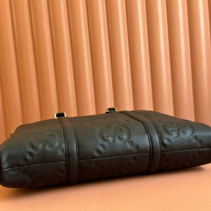 SUPER MEDIUM TOTE BAG 42 IN BLACK EMBOSSED CALFSKIN GOLD HARDWARE