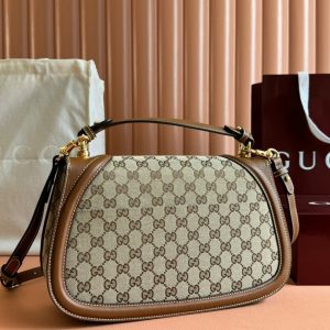Gucci Blondie 32 Bag Brown Beige Leather Canvas 239899