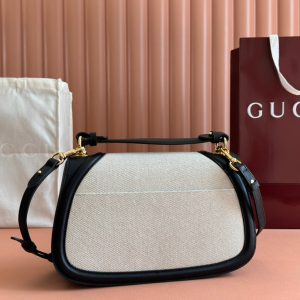Gucci Blondie 32 Bag Black White Leather Canvas 239898