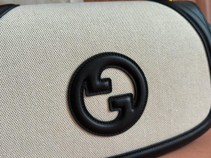 Gucci Blondie 32 Bag Black White Leather Canvas 239898
