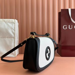 Gucci Blondie 32 Bag Black White Leather Canvas 239898