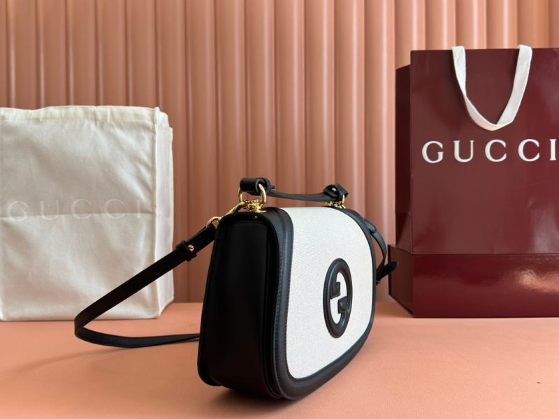 Gucci Blondie 32 Bag Black White Leather Canvas 239898