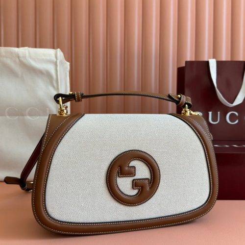 Gucci Blondie 32 Bag Brown White Leather Canvas 239897