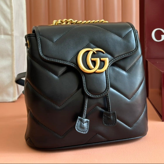 Gucci GG Marmont Backpack Black Leather 248169