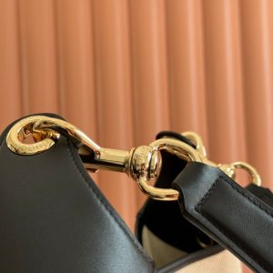 BODY MEDIUM SHOULDER BAD 49 IN NATURAL CANVAS AND BLACK CALFSKIN GOLD HARDWARE