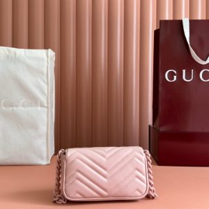 Gucci GG Marmont 16.5 Bag All Pink Calfskin 248346