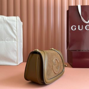 Gucci Blondie Handbag Brown Suede And Calfskin 272174