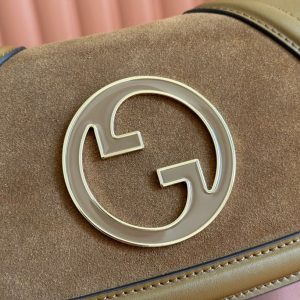 Gucci Blondie Handbag Camel Brown Suede And Calfskin 272175