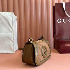 Gucci Blondie Handbag Camel Brown Suede And Calfskin 272175