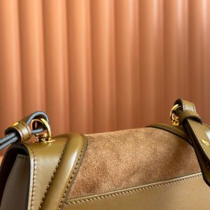 Gucci Blondie Handbag Camel Brown Suede And Calfskin 272175