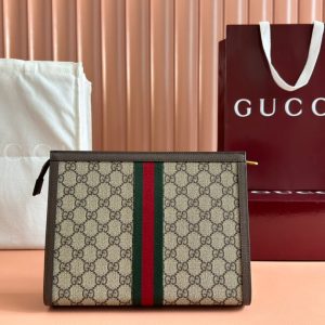 img_89648692_20241104_i1730710570_5311_8_jpg Gucci Ophidia 27cm Clutch Ebony Brown Canvas Leather 239914