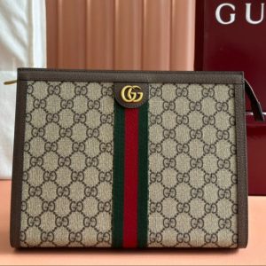 img_89648692_20241104_i1730710570_6619_4_jpg Gucci Ophidia 27cm Clutch Ebony Brown Canvas Leather 239914