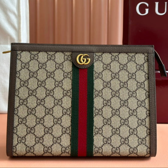 img_89648692_20241104_i1730710570_6619_4_jpg Gucci Ophidia 27cm Clutch Ebony Brown Canvas Leather 239914