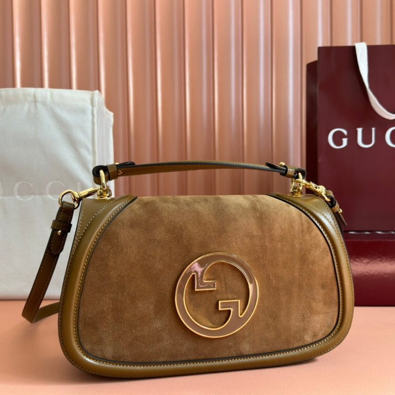 GG Blondie Large Handbag 32cm Brown Suede Calfskin