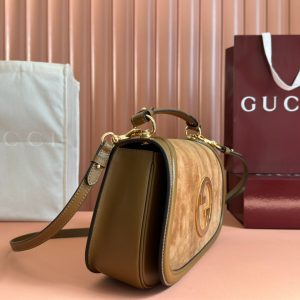 GG Blondie Large Handbag 32cm Brown Suede Calfskin