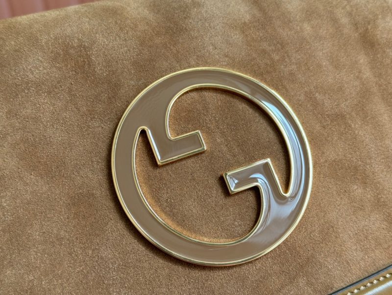 GG Blondie Large Handbag 32cm Brown Suede Calfskin