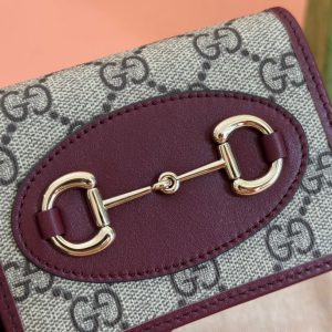 Gucci Horsebit 1995 Wallet Beige mix Rosso Ancora red Canvas 244277