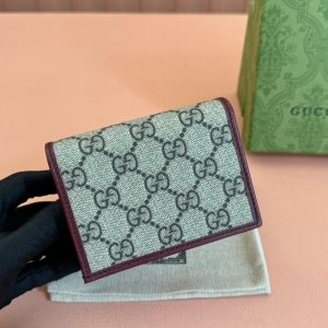 Gucci Horsebit 1995 Wallet Beige mix Rosso Ancora red Canvas 244277