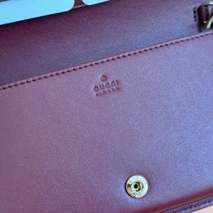 Gucci Horsebit 1995 Chain Wallet Beige mix Rosso Ancora red Canvas 244278