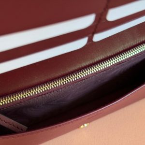 Gucci Horsebit 1995 Chain Wallet Beige mix Rosso Ancora red Canvas 244278