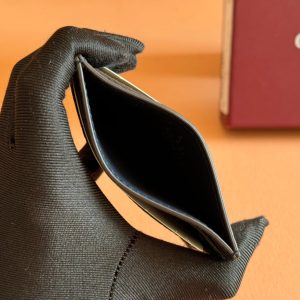 Gucci Ophidia Card Holder Wallet Black Ebony Canvas Leather 239962