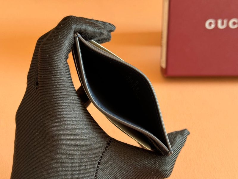 Gucci Ophidia Card Holder Wallet Black Ebony Canvas Leather 239962