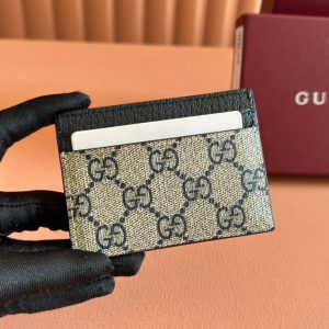 Gucci Ophidia Card Holder Wallet Black Ebony Canvas Leather 239962