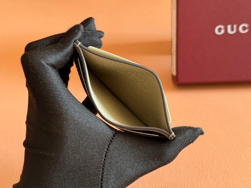 Gucci Ophidia Card Holder Wallet Beige Canvas Leather 239963