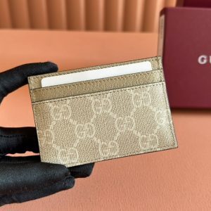 Gucci Ophidia Card Holder Wallet Beige Canvas Leather 239963