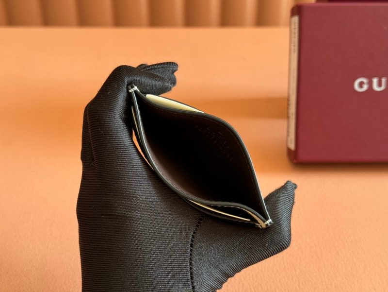 Gucci Ophidia Card Holder Wallet Beige Ebony Canvas Leather 239964